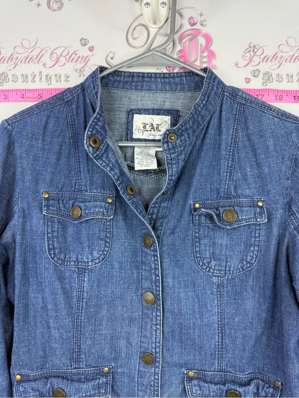 Live a Little jacket blazer Jean button up Denim Blazer Jacket - Blue - Picture 3 of 7